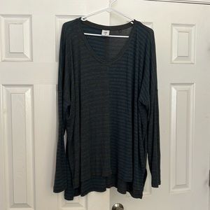 Cabi Striped Gray Blue Hybrid Azure Long Sleeve T-Shirt